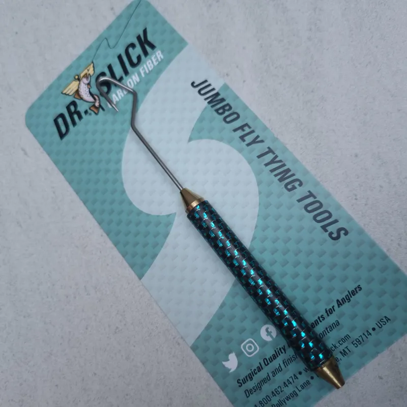 Dr.Slick JUMBO Carbon Fiber Handle Dubbing Hook with Half Hitch Tool-2